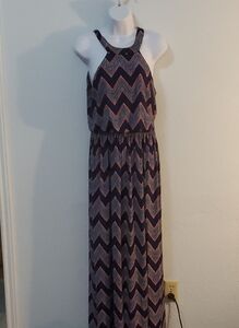 Three Hearts Chevron Patterned Maxi Dress